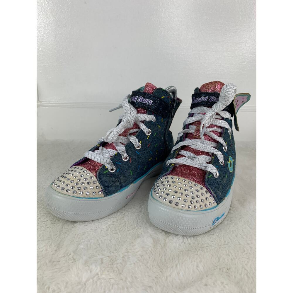 Skechers Girls Size 2 Donut Crystal Star High Tops Shoes Rhinestones